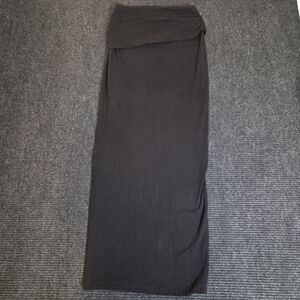 PrettyLittleThing Black Fold Over 95% Cotton Black Maxi Skirt